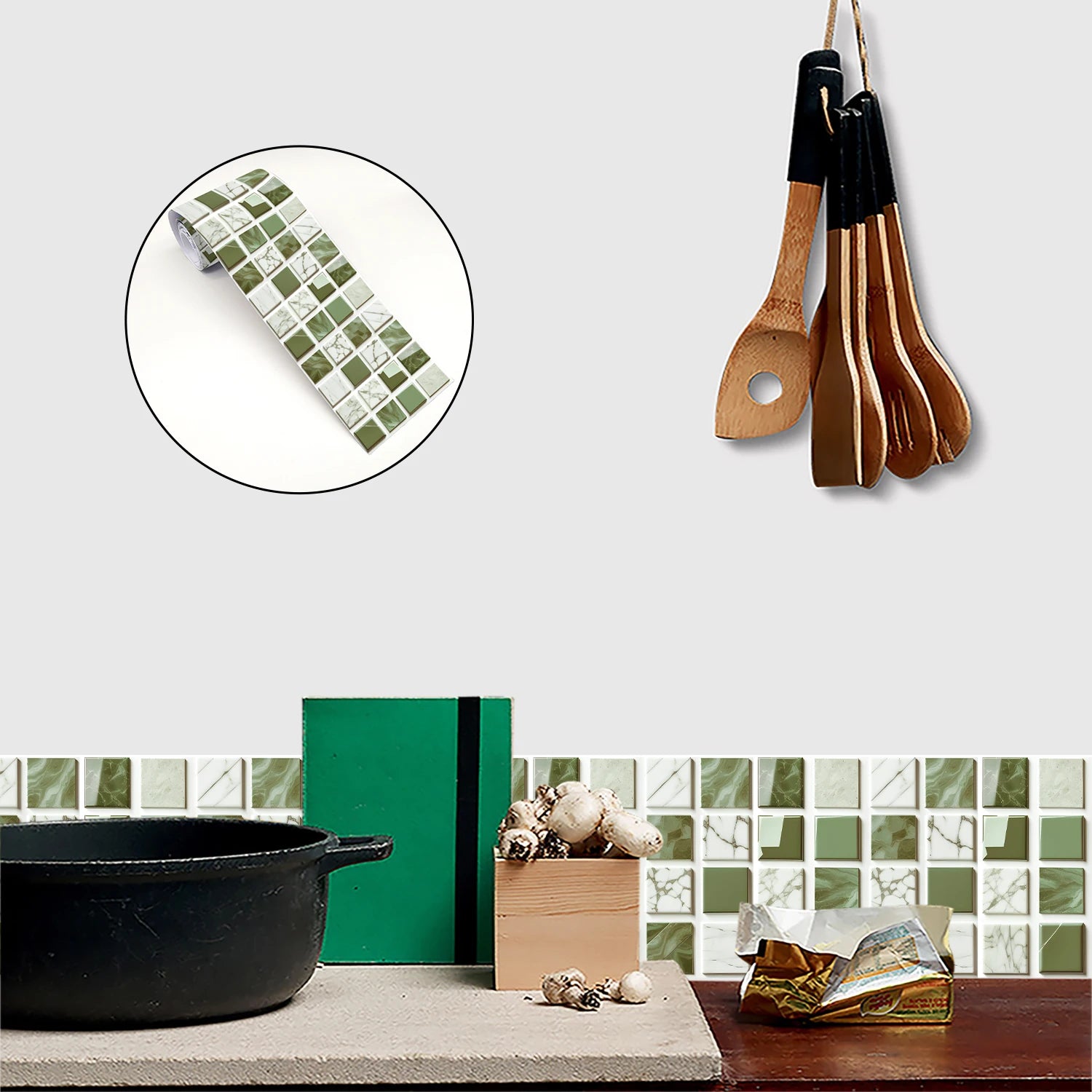 26 Styles 2D Mosaic Tiles Wall Sticker Waist Line Skirting Strip Peel & Stick Bathroom Kitchen Backsplash Home Decor Wall Decals