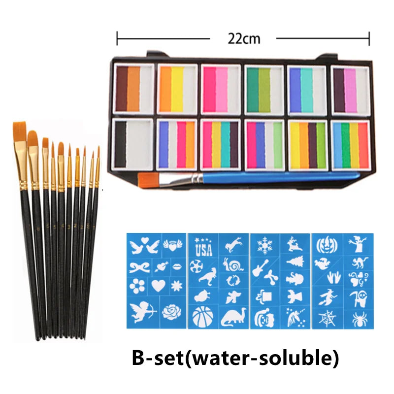 Tidesmit 12 color water-soluble face and body paint palette for professional makeup and Halloween cosplay textures