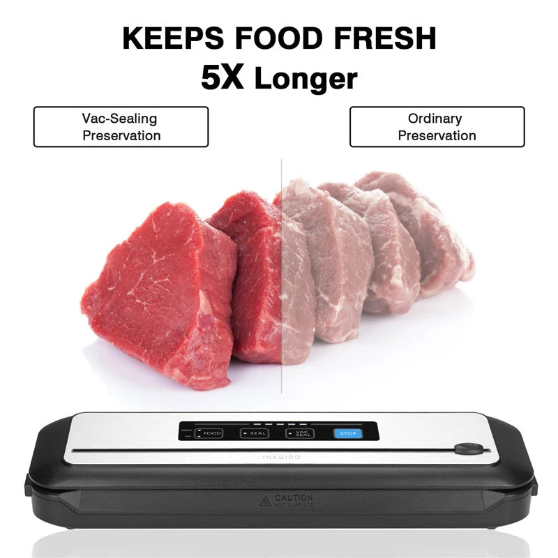 INKBIRD 3rd Vacuum Sealer with Starter Kit -80KPA Strong Suction Kitchen Household Food Vacuum Sealer Machine for Meat,Vegetable