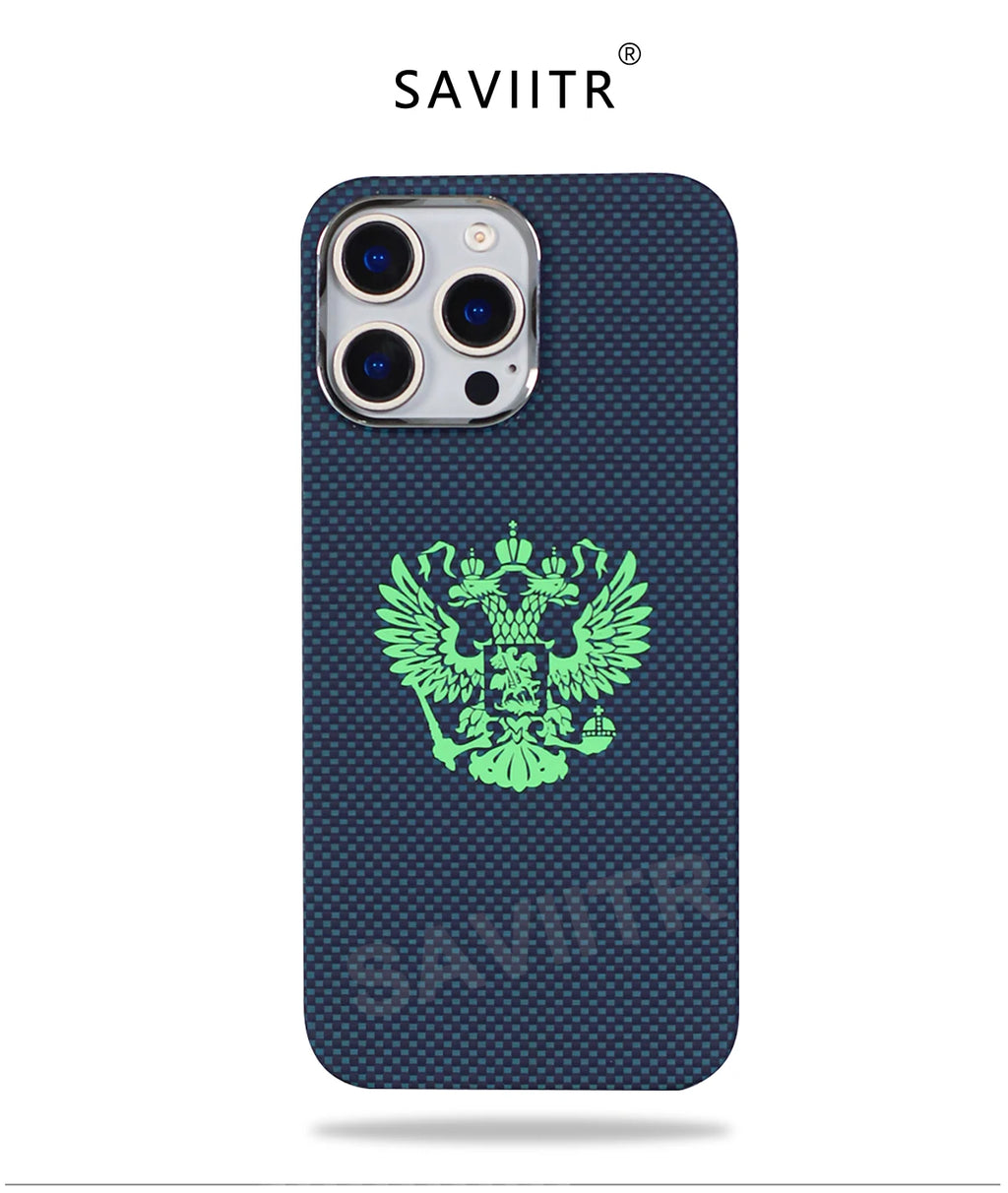 iPhone 16 Pro Max Carbon Fiber Magnetic Case Blue Mag - Slim Drop Protection Tidesmit