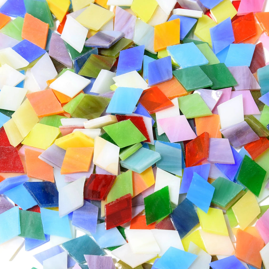 250g diamond shaped colored glass fragments mosaic glass mosaic tiles, randomly mixed colors, DIY handmade painted glass product