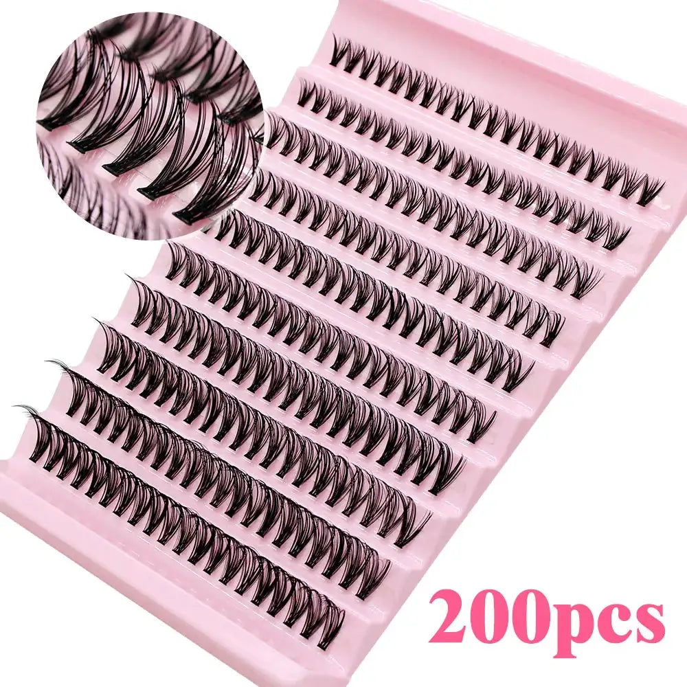 Big Capacity Super Bunch DIY Cluster Lashes 8-16mm Mix Charm Style Eyelashes Extension False Eyelash Makeup Tool Russian Volume False Eyelashes 200pcs 20D 0.07mm|8-16mm Mix Tidesmit