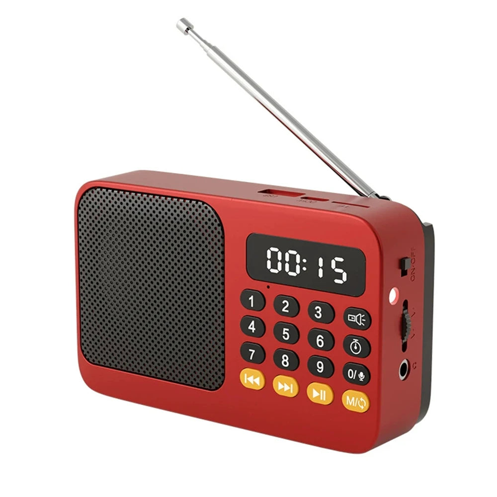 FM Radio Portable Speaker Bluetooth 5.0 with LED Light Support Recording TF Card USB Play Wireless Speaker Radio FM Receiver