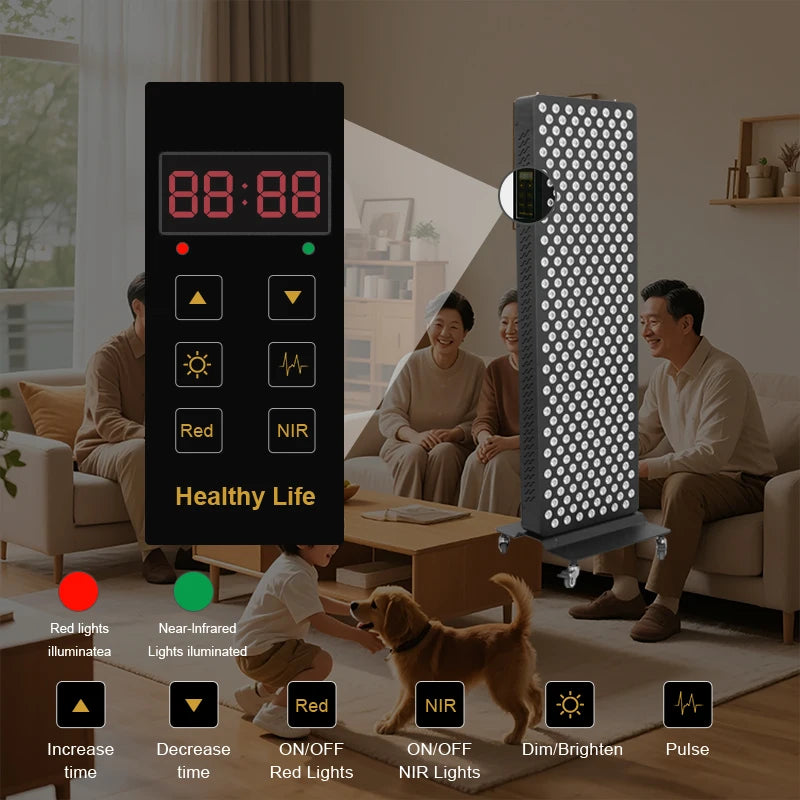 LED Red Light Therapy Panel with Stand Near Infrared Therapy Lamp Devices for Body Pain Relief and Skin Care