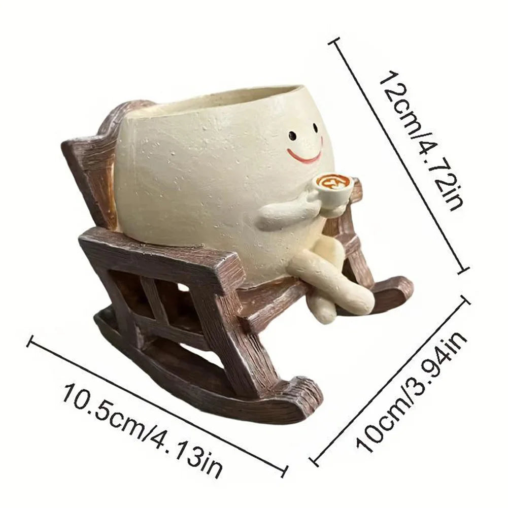 Creative Rocking Chair/Swing Face Planter Pot Flower Pot Succulent Planter Home Garden Supplies for Indoor Outdoor Plants