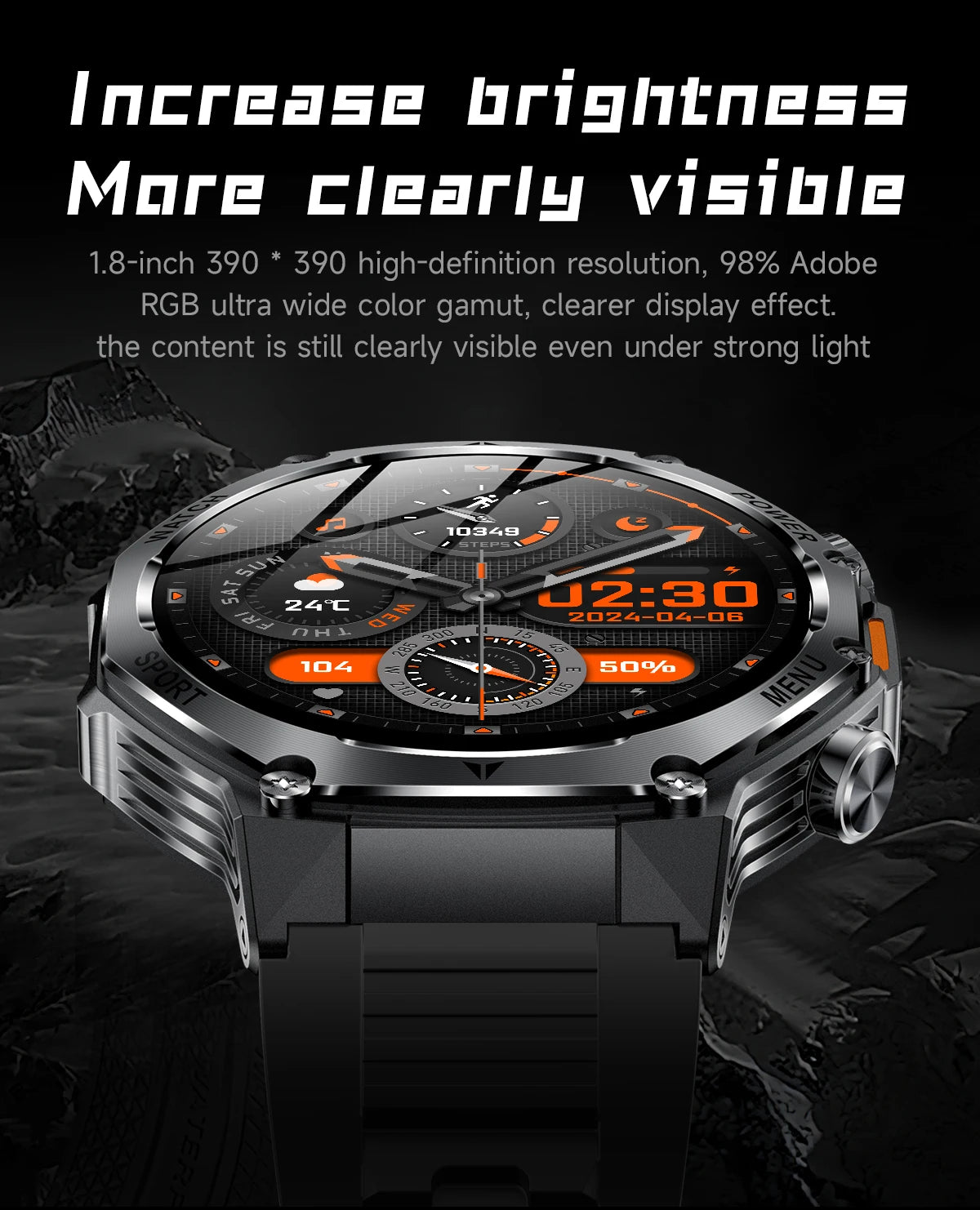 YLL-AK82 Outdoor Sport for Smart Watch Fitness Tracker Sleep Tracker IP67 Waterproof AMOLED Screen Heart Rate Monitor