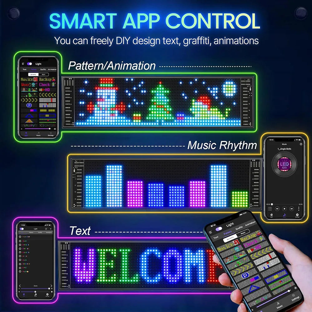 Programmable Car LED Matrix Panel | Flexible DIY Display Sign - Tidesmit Tidesmit