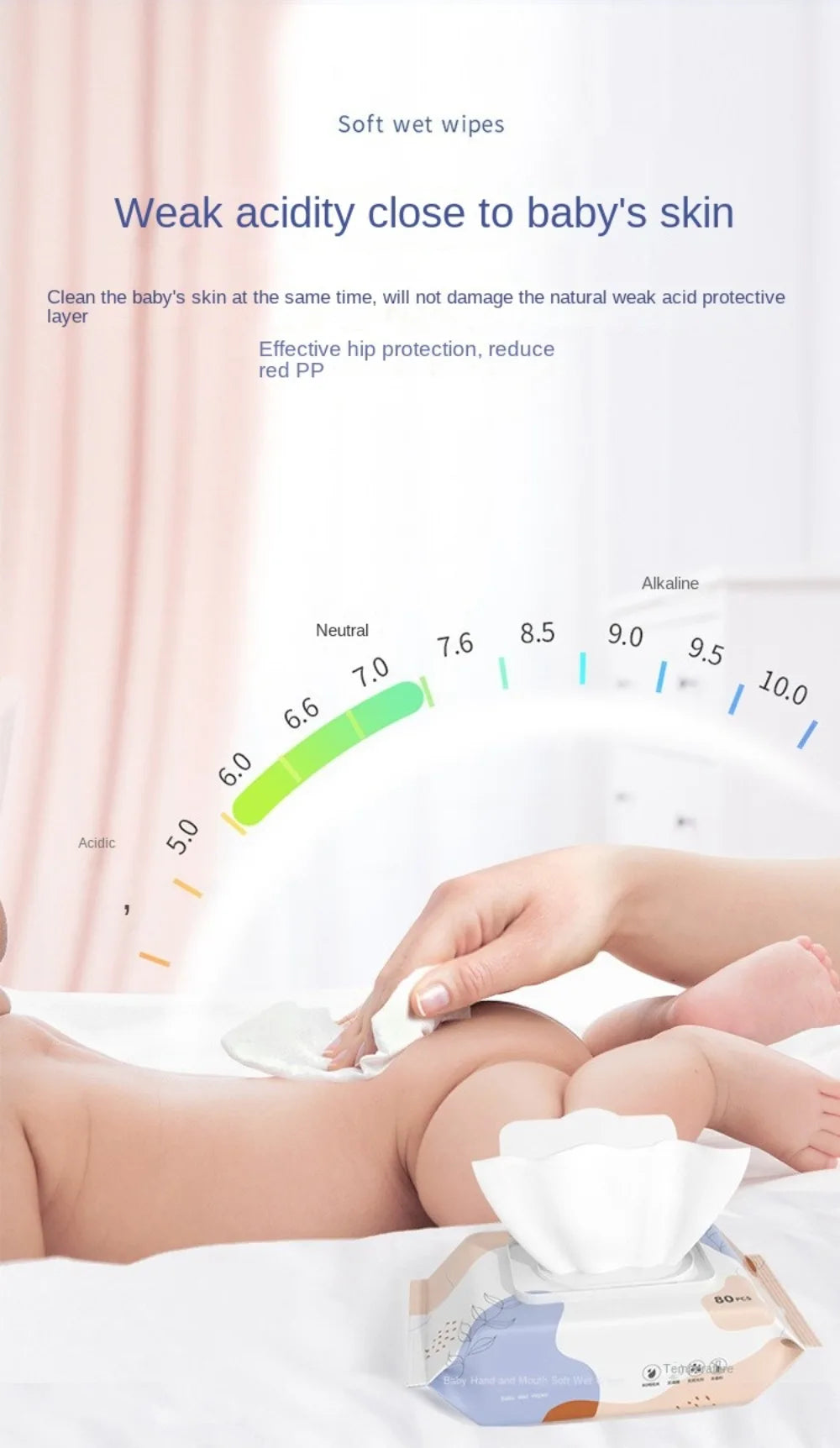 80pcs/bag New Multipurpose Baby Wet Wipes Large Size Gentle Cleaning Cleaning Wipes Soft Texture Wet Wipes Paper Baby Care