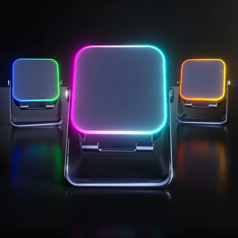 NEW 5 in 1 Auto-induction Wireless Induction Speaker 8 Mode RGB Light Phone Stand Surround Sound Portable Bluetooth Phone Holder