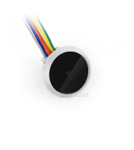 Round 2D barcode scanner head with multicolor wire cable and black lens window