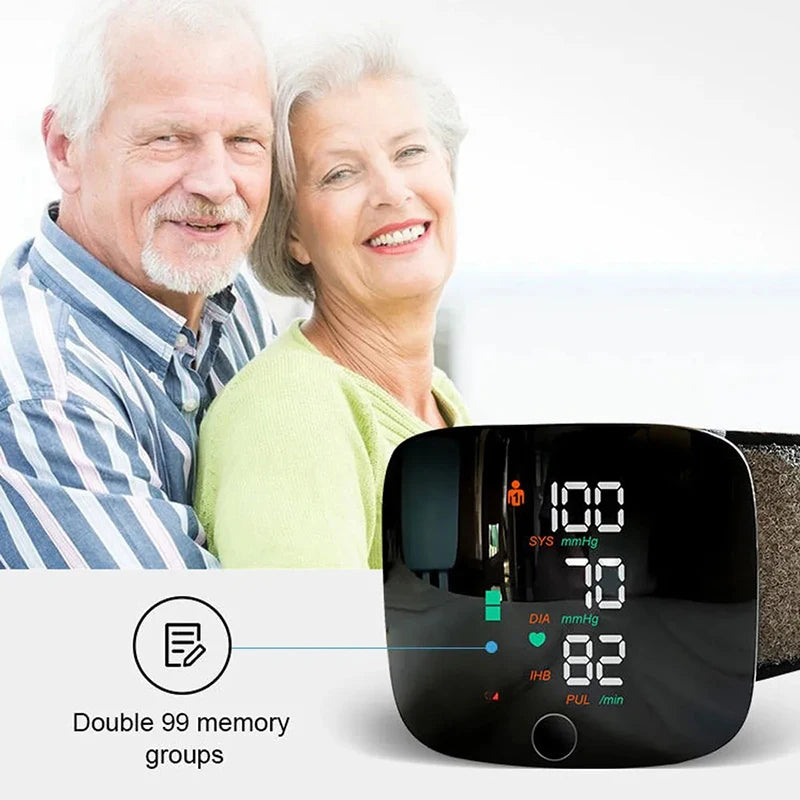 New LED Rechargeable Digital Wrist Blood Pressure Monitor Sphygmomanometer Tonometer Tensiometer Heart Rate Meter BP Monitor
