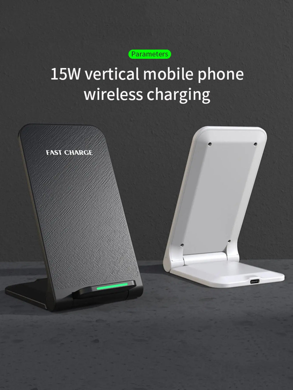 15W Foldable Wireless Charger Stand - Qi Certified Fast Phone Holder Tidesmit