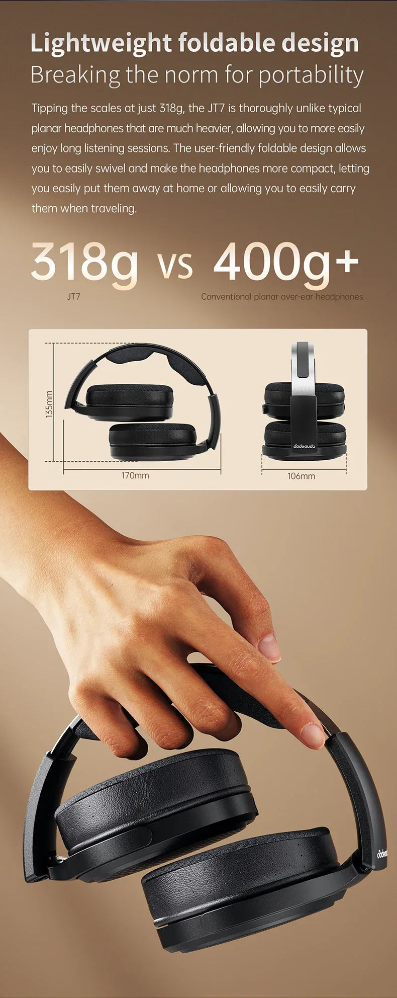 Planar Magnetic Open Back Headphones | JT7 Black | Tidesmit Tidesmit