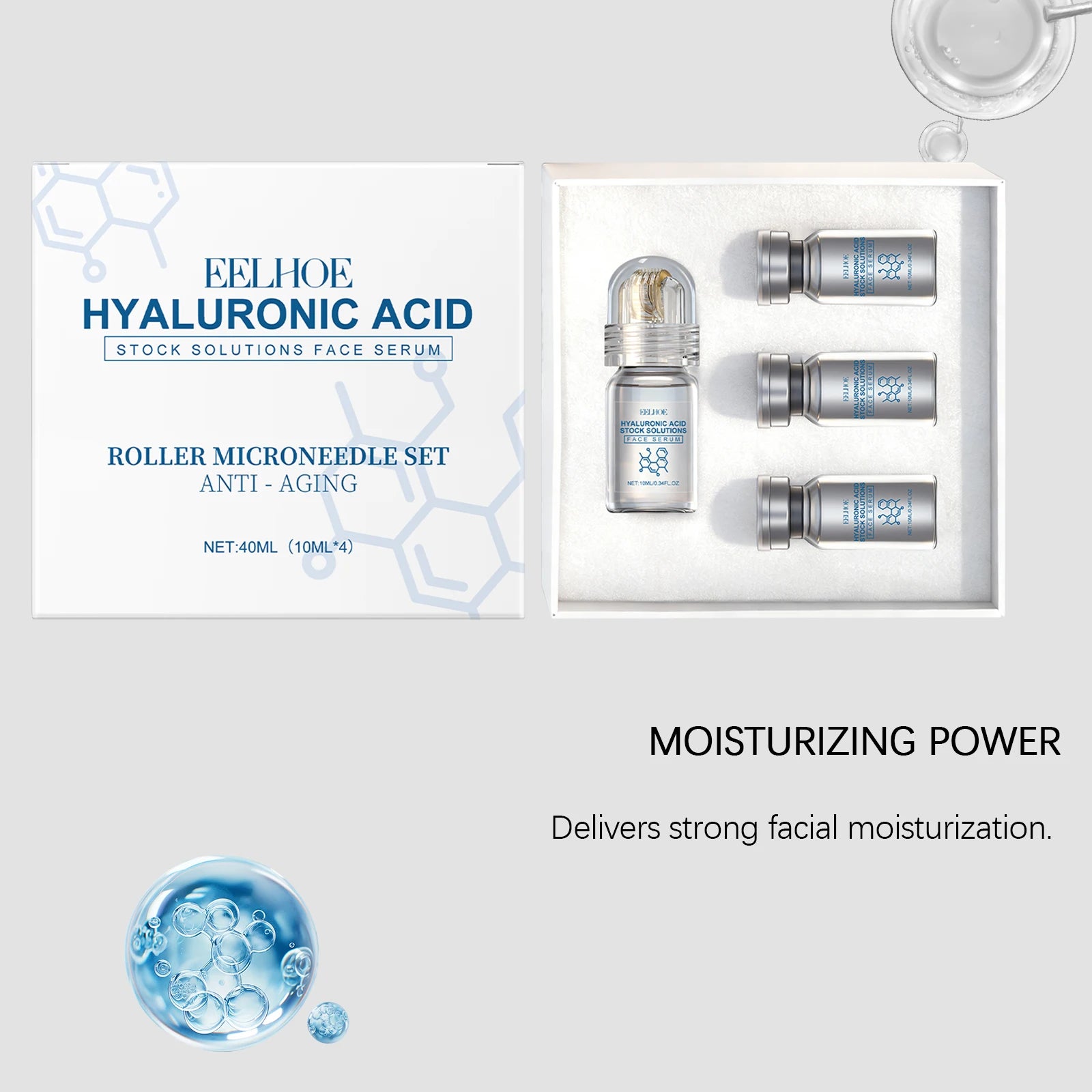 Tidesmit Niacinamide microneedle facial serum kit with 0.25mm face roller for moisturizing winter skincare
