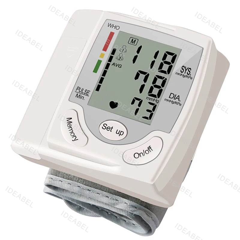 Mini Portable Battery Blood Pressure Machine Wrist Sphygmomanometer Digital Electronic Heart Rate BP Tensiometer