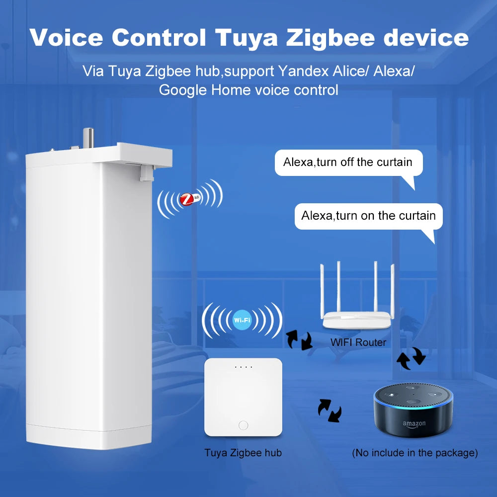 Smart Curtain Motor WiFi Zigbee Silent Electric Track - Tidesmit Tidesmit