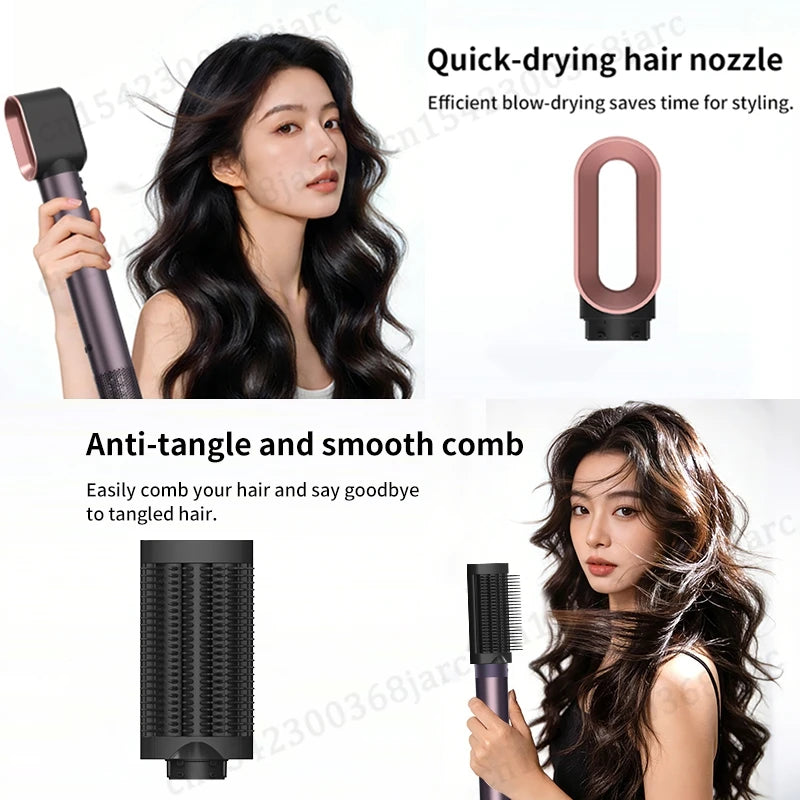SenCiciMen 5-in-1 hot air hair styler in grey and rose gold with quick-dry nozzle and anti-tangle smoothing brush.