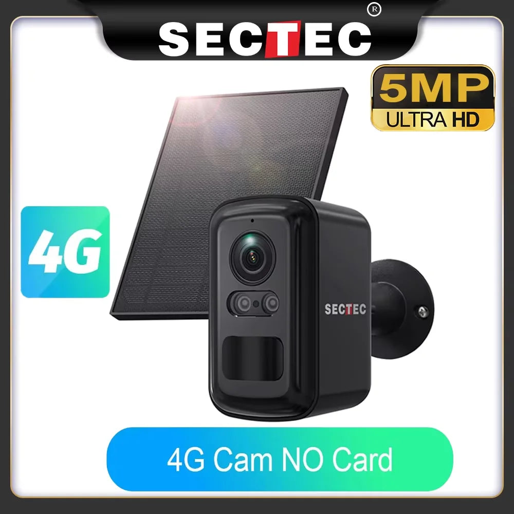 Sectec 5MP Mini Solar 4G Camera Outdoor Surveillance Camouflage Color WiFi Security  Camera PIR Detection Auto Tracking UBox App