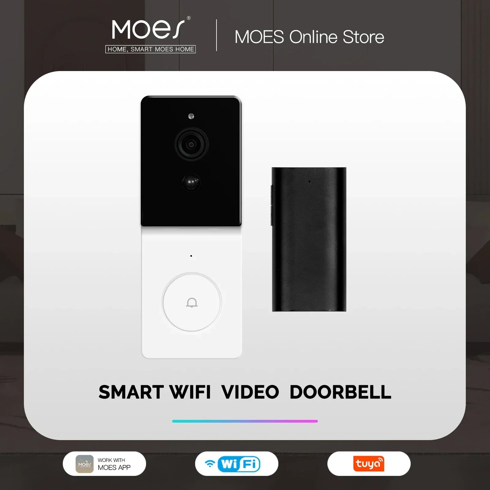 MOES Tuya Smart WiFi Video Doorbell Camera with 2-Way Audio Intercom, Night Vision & Wireless Door Product Home Security