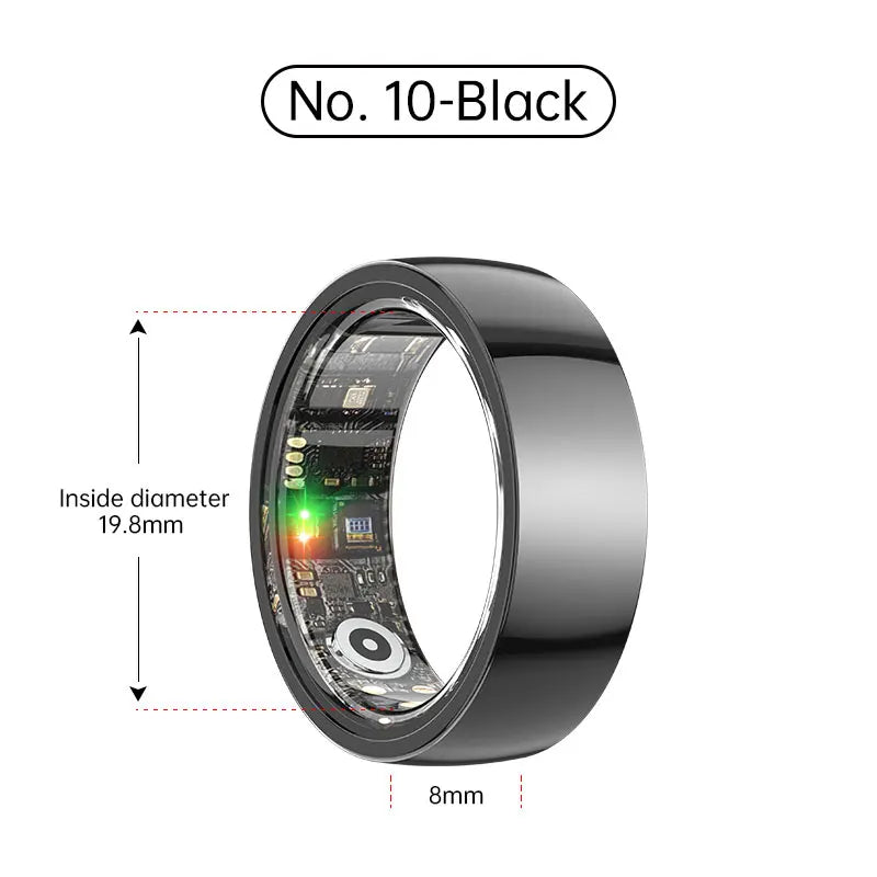 Tidesmit Smart Health Ring - Biometric Fitness Tracker with Sleep Monitor Ceramic Black No.10 Tidesmit