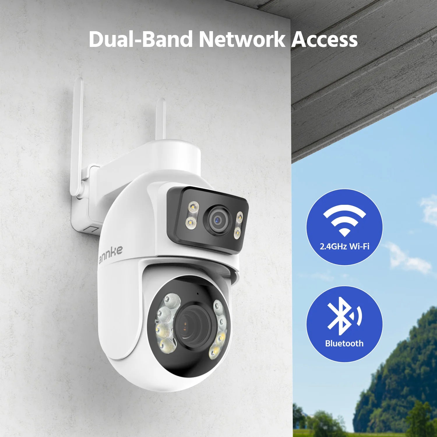 ANNKE WCD1012 10MP Dual-Lens PTZ Security Camera 12X Zoom Wifi Camera AI Human Tracking 1/2/4 PCS 2.4G Wireless Camera Outdoor
