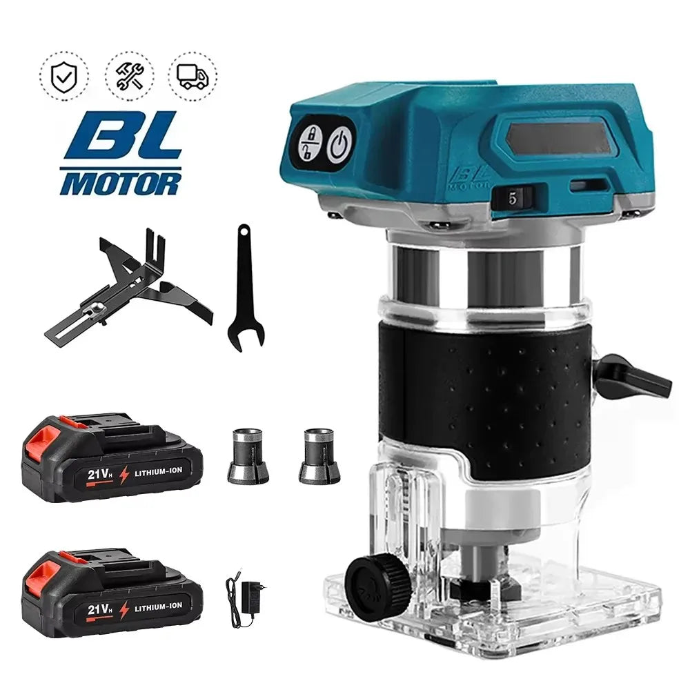 Brushless Wood Router Wood Trimmer Machine Electric Hand Trimmer Carpentry Tool Woodworking Trimming for Makita 18V Battery