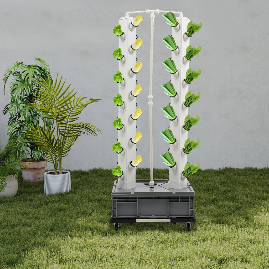 56-Plant Hydroponic Growing Tower 220v Outdoor Indoor Vertical Garden Smart Garden Kit Hydroponics Growing Tower with 4 Wheels