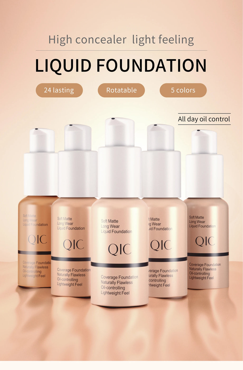 Tidesmit long lasting matte liquid foundation swatch showing oil control and waterproof face makeup coverage