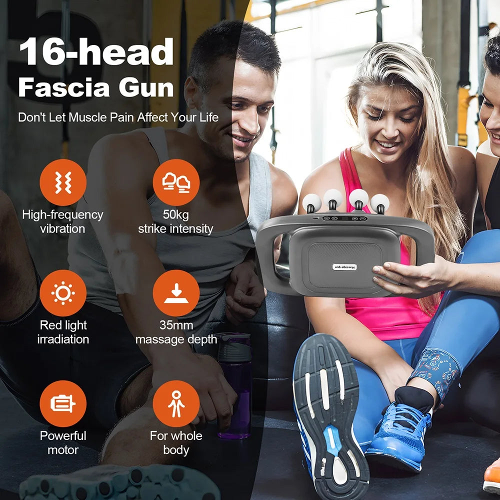 Deep Tissue Massage Gun - 16-Head Portable Electric Massager Body Shaping Massage Equipment Tidesmit