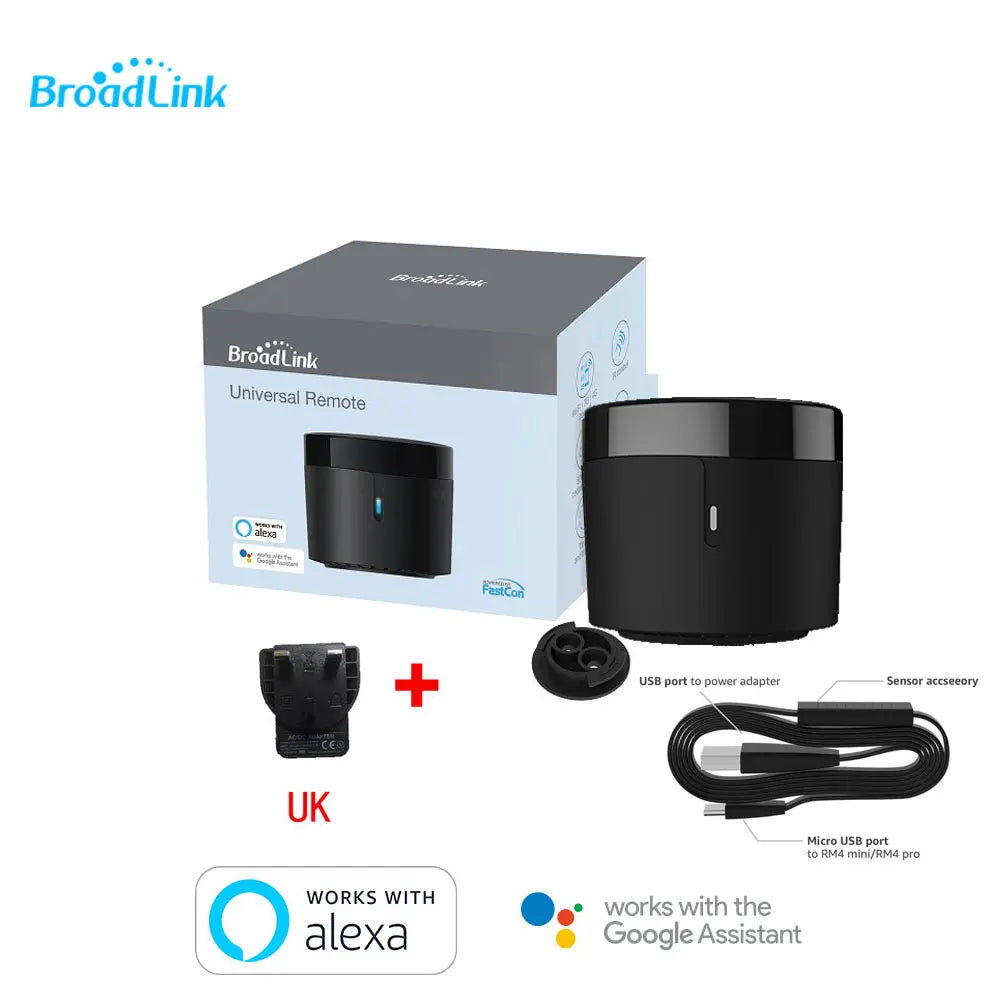 Smart universal remote hub kit with temperature/humidity sensor, UK power adapter, cables
