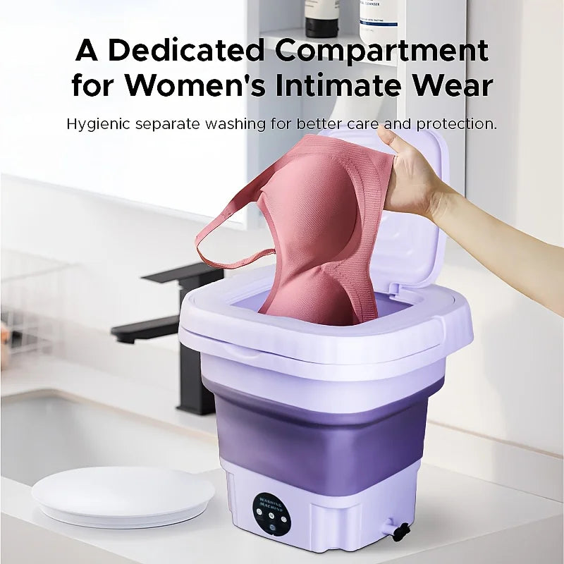 Tidesmit 8L foldable portable washing machine for underwear and socks showing compact bucket design for travel use