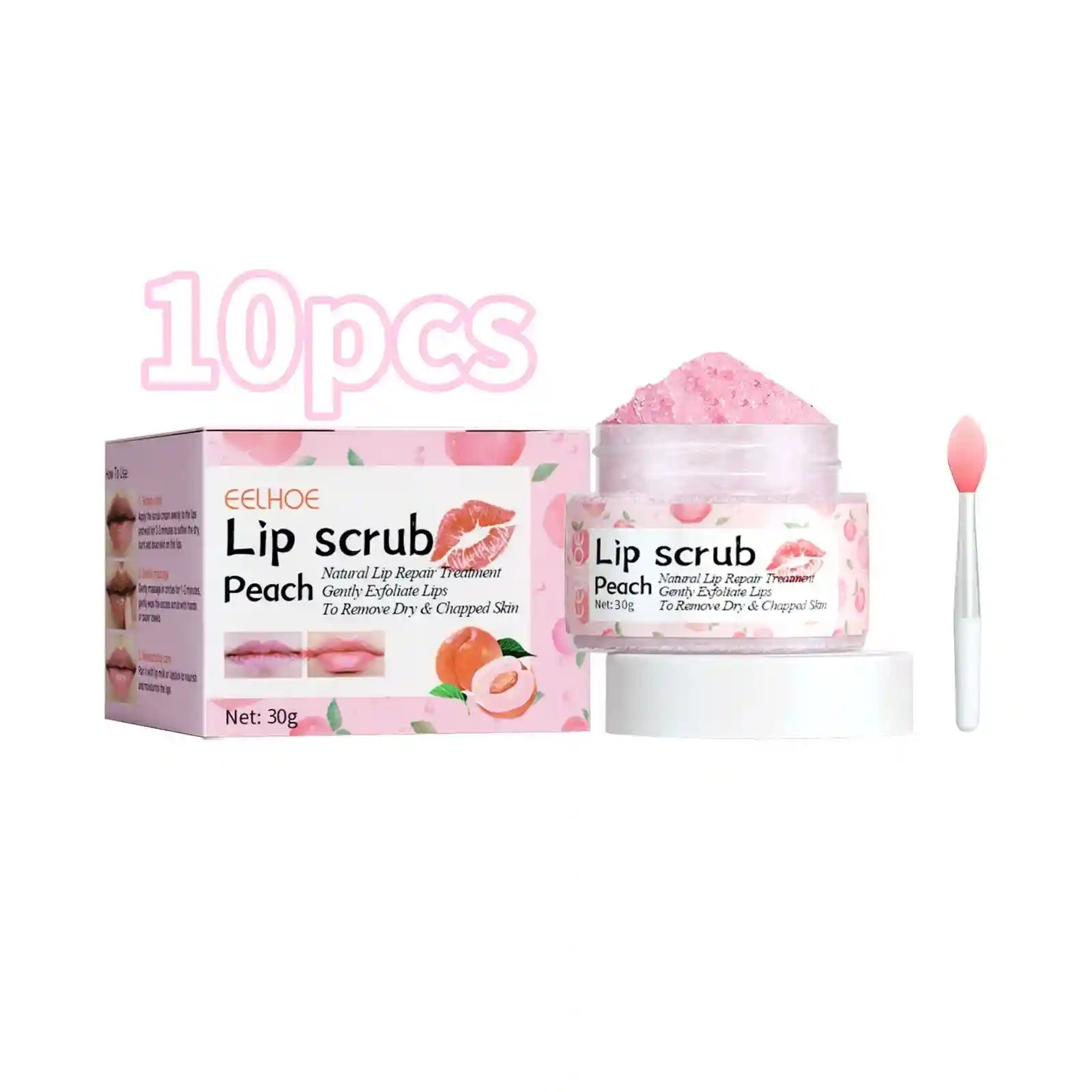 Peach Lip Scrub for Dry Cracked Lips - Exfoliating Lip Care Treatment Lip Care 10pcs Tidesmit