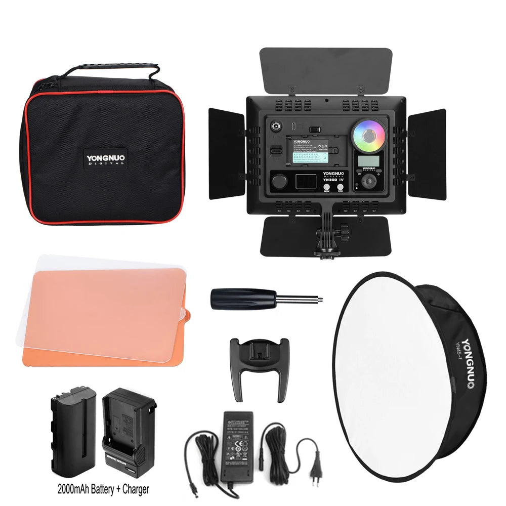 RGB LED Video Light Panel | Adjustable 3200-5600K DSLR Lighting All in One Kit Tidesmit