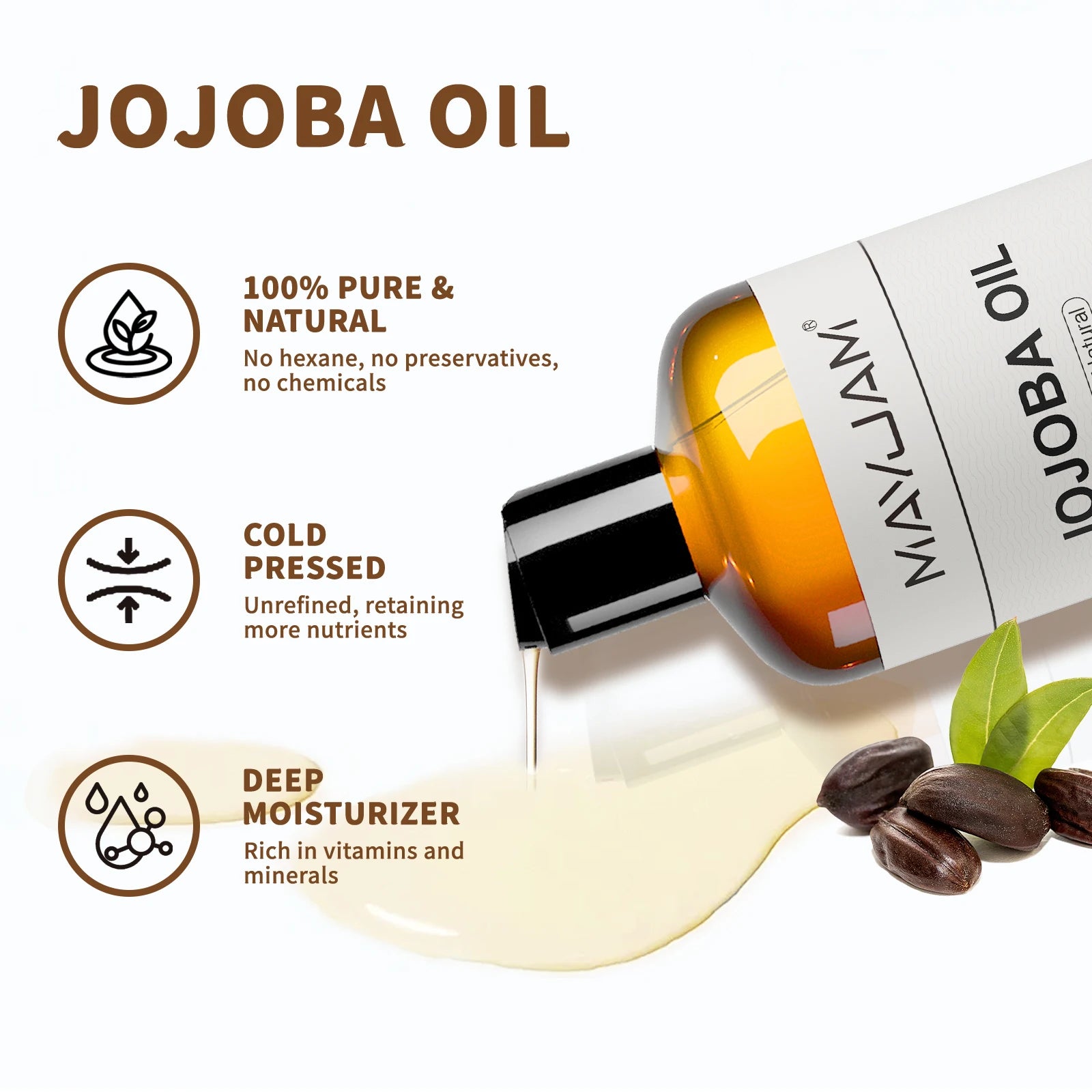 MAYJAM 473ml Castor Jojoba Vegetable Glycerin Grapeseed Fractionated Coconut Pure Natural Carrier Oil for Skin Care & Hair Care