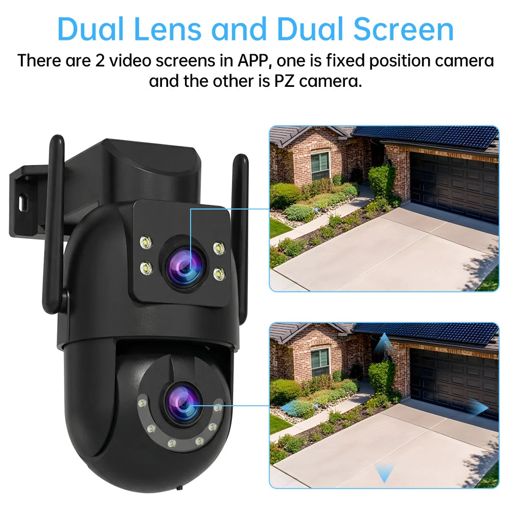 Jooah 4K 8MP Outdoor Surveillance Camera Dual Lens 5G Wifi IP Camera HD Full Color Night Vision CCTV Video Home Security Cameras