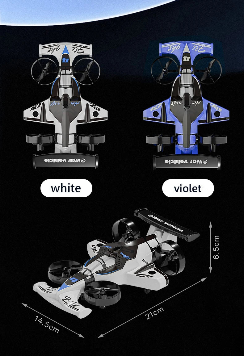 2-in-1 RC Stunt Drone Car - Foldable Aerial and Ground Vehicle White Violet Tidesmit