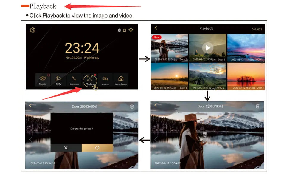 WiFi Video Doorbell System 4 Wire 10inch 1080P Doorphone Fingerprint Password Door Camera Video Intercom W/ Electric Strike Lock