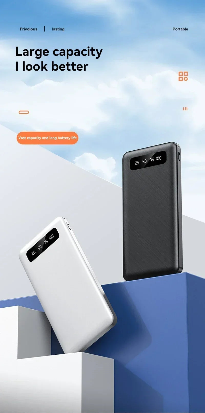 Tidesmit 200000mAh Portable Power Bank - 120W Fast Charging PD Battery Tidesmit