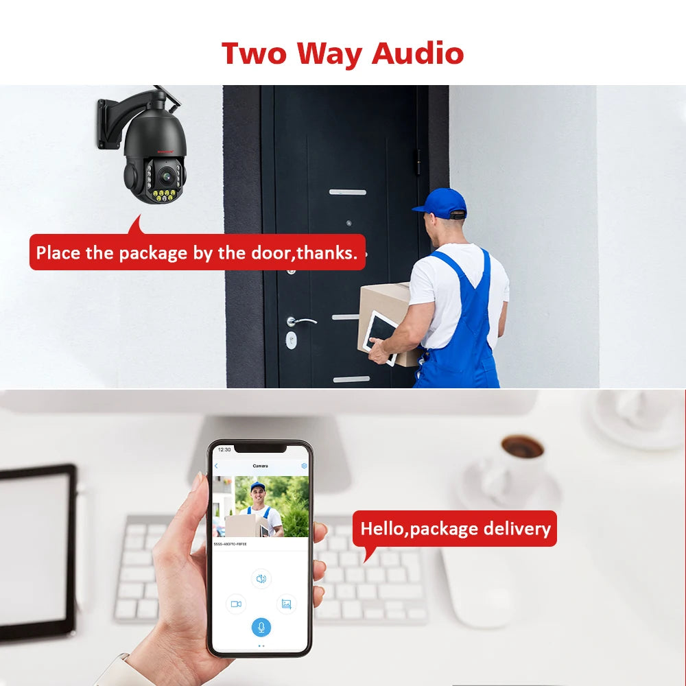 4K 8MP Surveillance Camera WIFI / 4G SIM Card / POE 30X Zoom PTZ AI Humanoid Tracking IR 100M Outdoor Speed Dome Security Camera