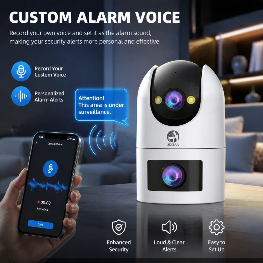 Jooan WiFi Surveillance Camera Dual Lens 4K 8MP HD Outdoor IP Camera AI Tracking Security Protection Wireless Smart Baby Monitor