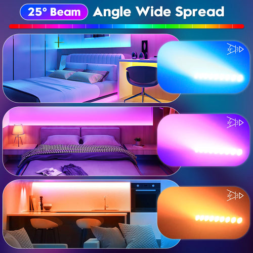 RGBW wall wash LED bar projecting wide-angle blue, purple, and magenta light onto rooms