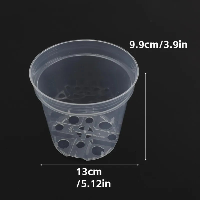 Transparent seedling cup planter with drainage holes, medium 9.9cm x 13cm