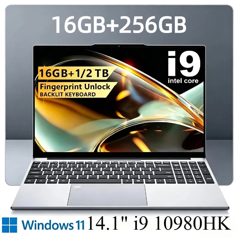 14.1 Inch Intel Core i9 10980HK Windows 11 Pro Laptop 32GB DDR4 2TB SSD Gaming Office PC Gamer Portable Notebook