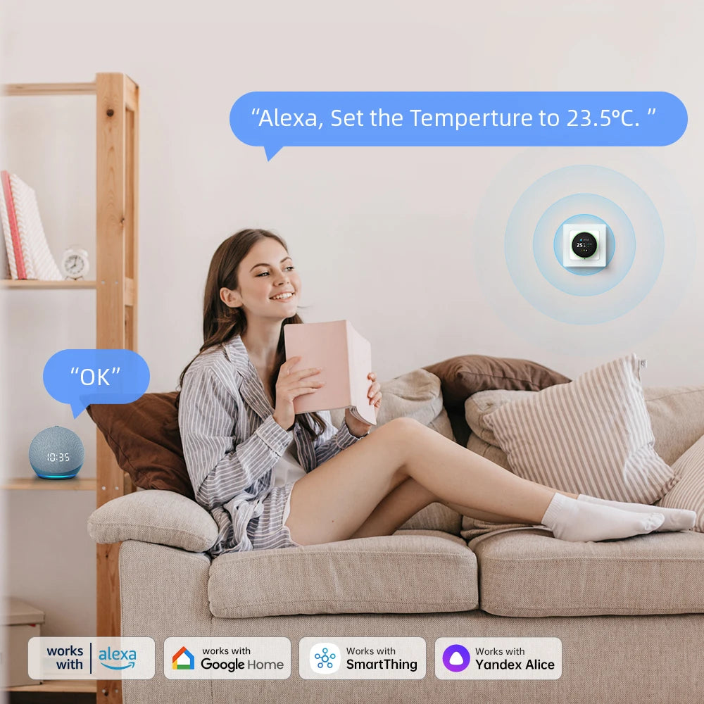 AVATTO WiFi Smart Knob Thermostat，Electric Floor Heating Water/Gas Boiler Temperature Controller Support Tuya Google Home,Alexa