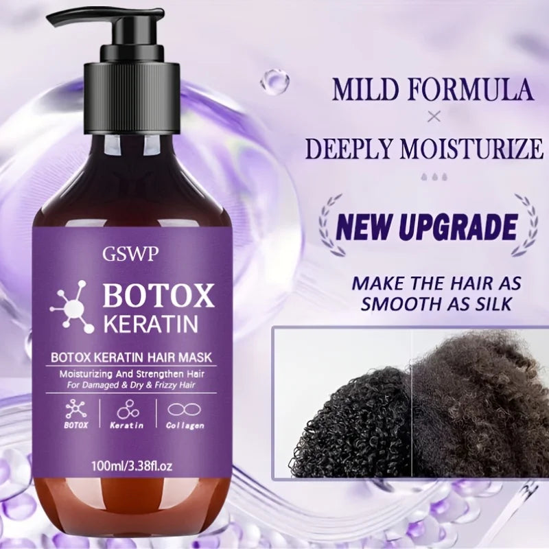 GSWP Botox Keratin Hair Mask by Tidesmit: Moisturizing treatment to strengthen damaged hair and reduce frizz and tangles.