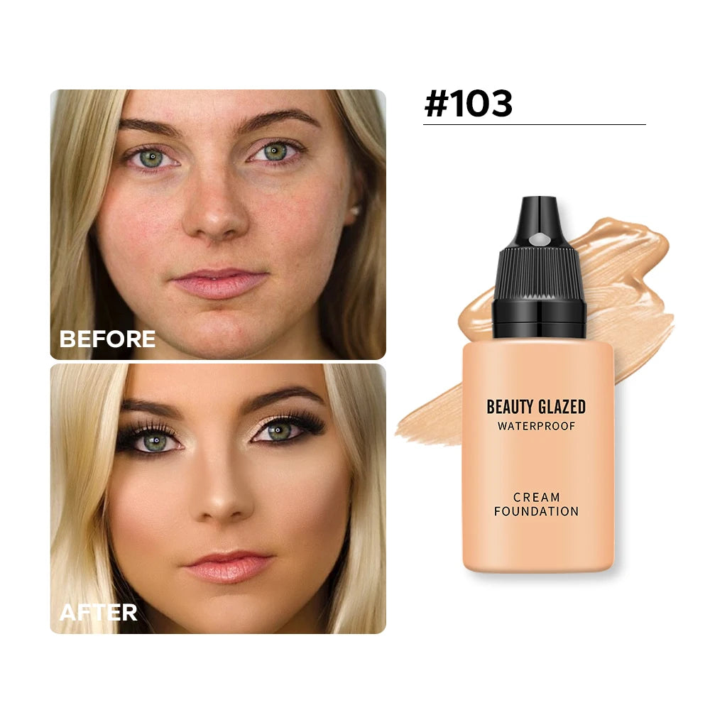 Tidesmit Beauty Glazed 24 Hour HD Full Cover Matte Liquid Foundation showing smooth texture finish for face makeup