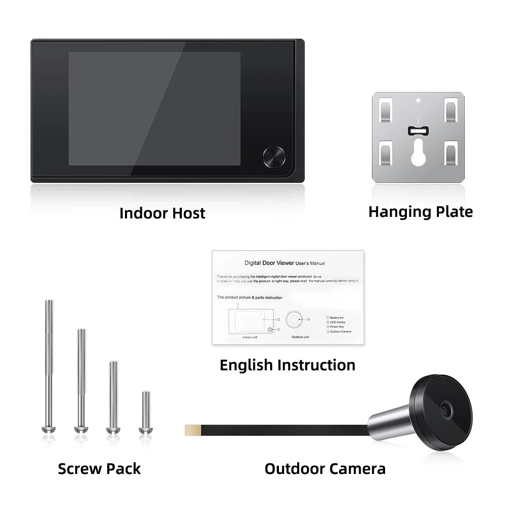 Elecpow 3.5 inch Peephole Video Doorbell Camera 120 Degree Angle Peephole Viewer Smart Home Outdoor Cat Eye Visual Doorbell