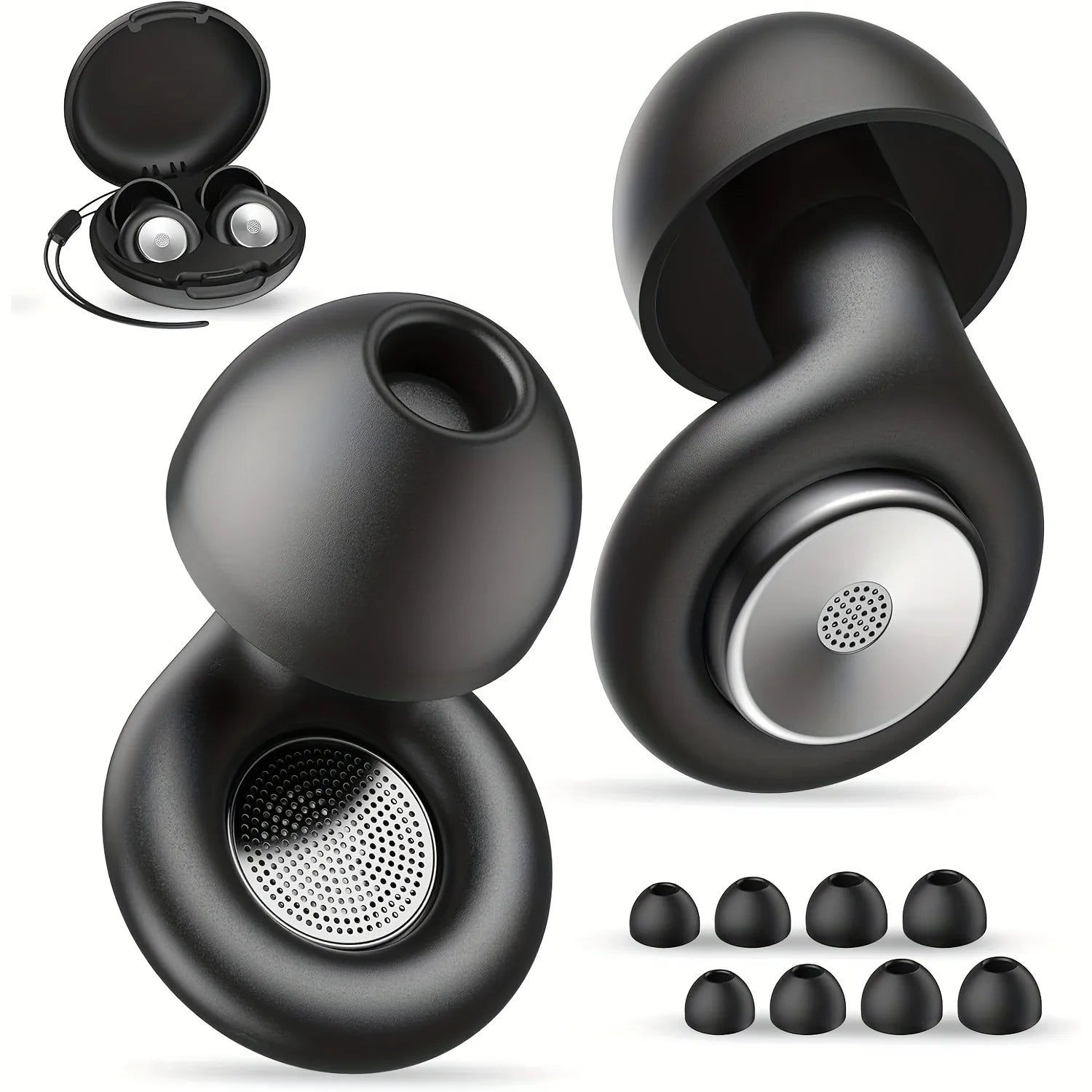 Ear Plugs for Sleeping Noise Cancelling 45dB, Reusable Silicone Earplugs with 8 Eartips and Portable Storage Case