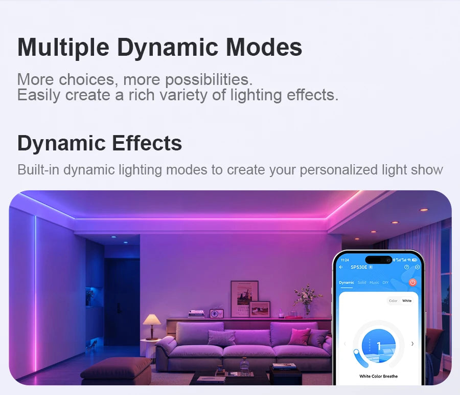 WS2811 Dual IC RGBCCT COB LED Strip Light High Density Chasing Running Addressable RGB LED Tape Support 3000K-6000K CCT Dimmable