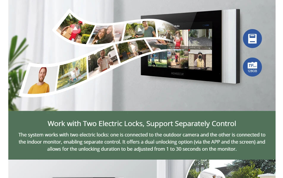 HOMSECUR 7” WIFI Tuya APP 4 Wire Video Door Phone Intercom System 1 Doorbell Camera 1 Indoor Monitor